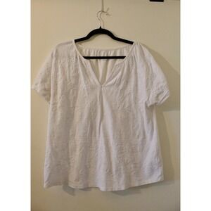 Soft Surroundings XL White‎ Embroidered Top